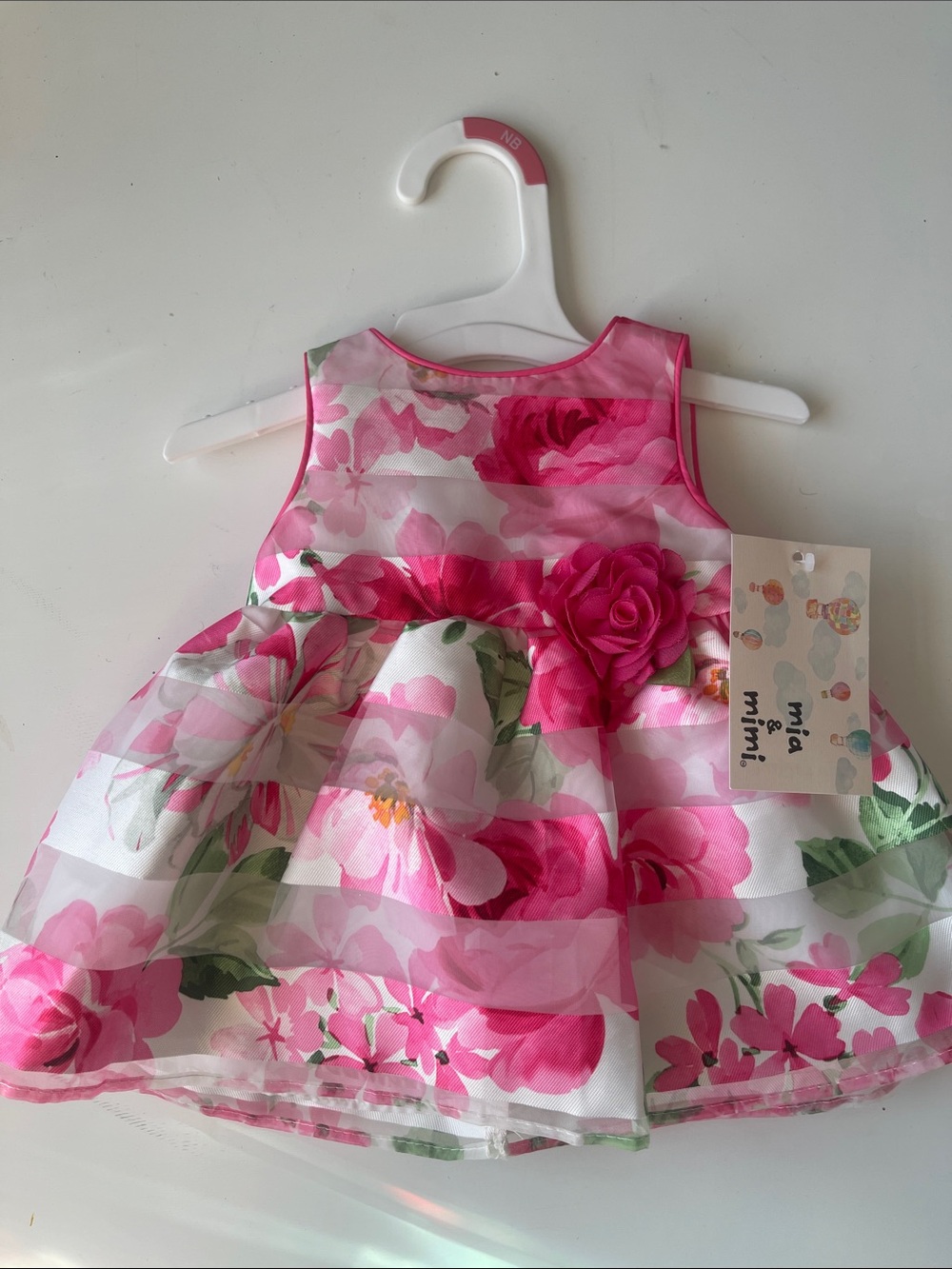 Mia & Mimi 2 piece Pink Floral Baby Dress